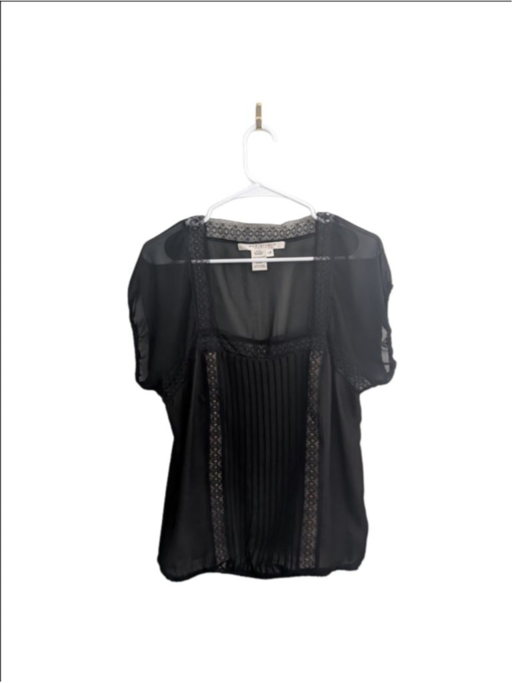 Women's MAX STUDIO PETITE Black Blouse LP - Picture 2 of 4